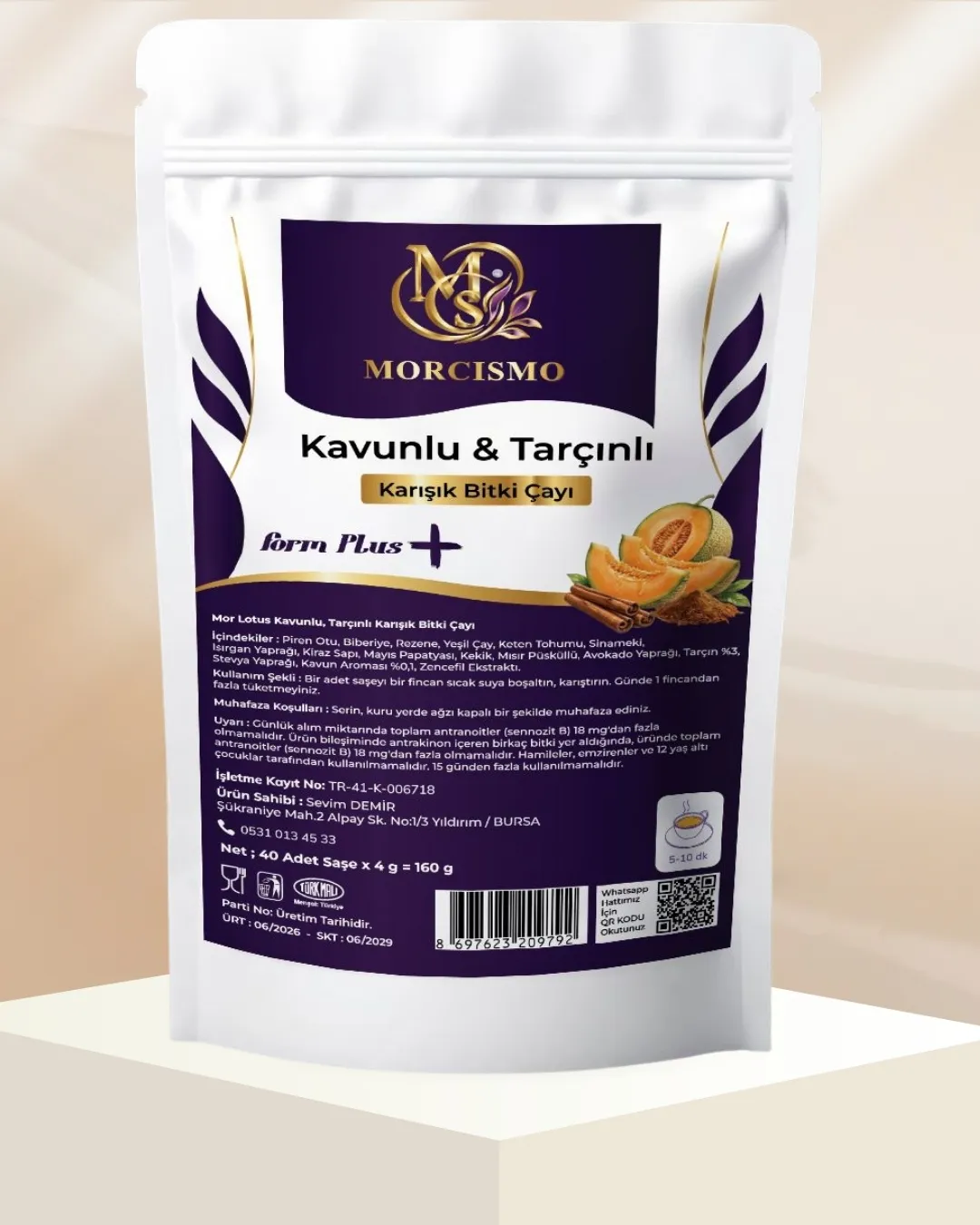 Mor Lotus Kavunlu & Tarçınlı Karışık Bitki Çayı