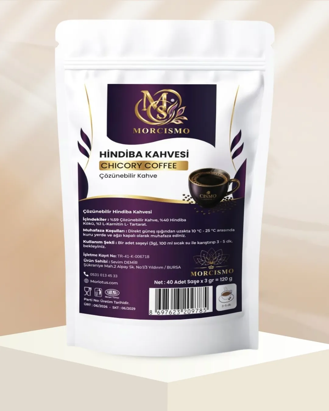 Mor Lotus Cismo Hindiba Kahvesi